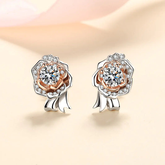 Sparkling Rose Stud Earrings