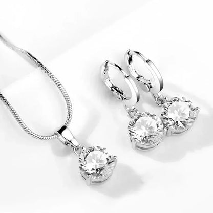 Classic Zircon Silver Wedding Set