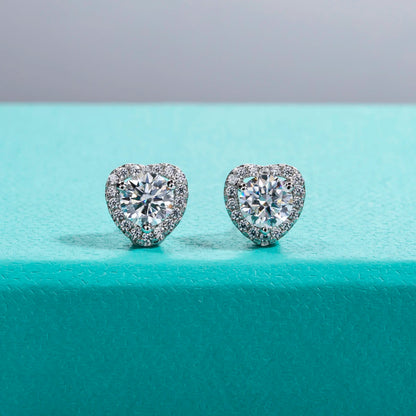 Moissanite Diamond Heart Earrings