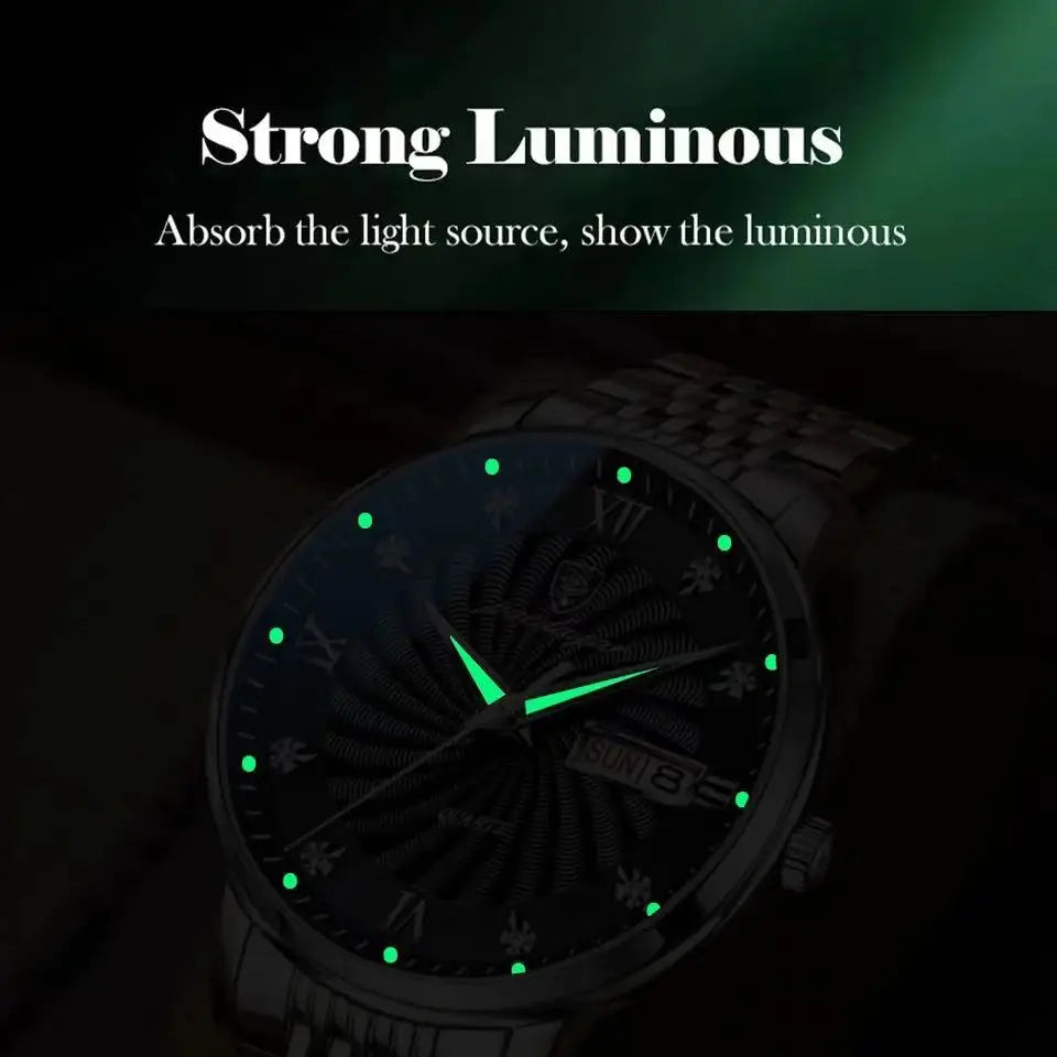 Mens Luminous Waterproof Stainless Steel Watch